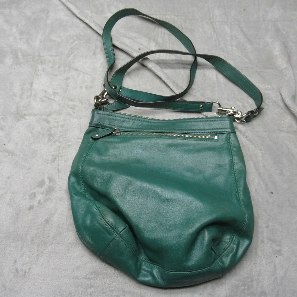 Coach Ashley Crossbody Bag Green Leather Detachable‎ Adjustable Strap Shoulder